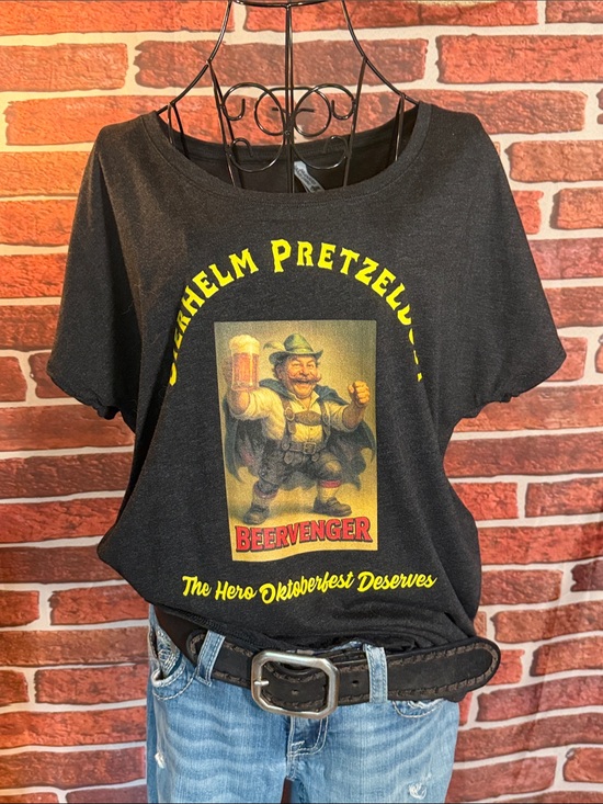 Next Level Apparel Tops - 👚 Beervenger Oktoberfest Graphic Tee — Slate/Black/Yellow — Sz L / N